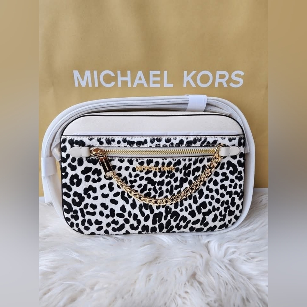 Michael Kors Black and White Animal Print Crossbody Bag Original Brand New